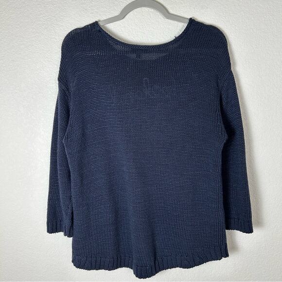 Talbots Women SZ M looseknit embroider CottonPolyester sweater Athleisure Preppy - Picture 3 of 9